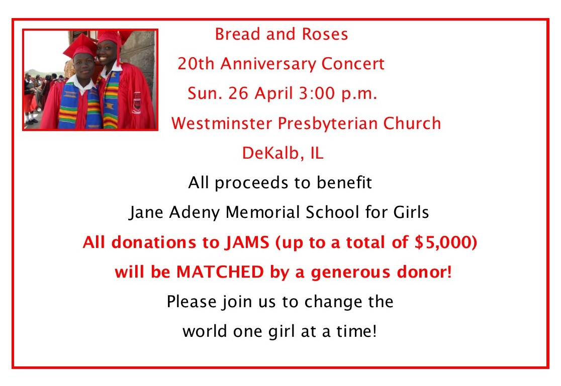 Bread & Roses Concert to Benefit  JAMS